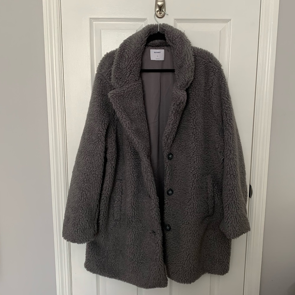 NWT Old Navy Gray Sherpa Teddy 🧥